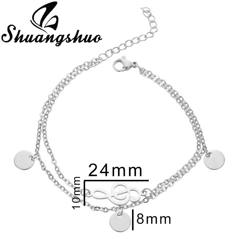 Shuangshuo браслеты с сердечками из нержавеющей стали для пары Moon Star золотая цепочка ювелирный браслет женские свадебные подарки pulsera - Окраска металла: Bracelet SL257
