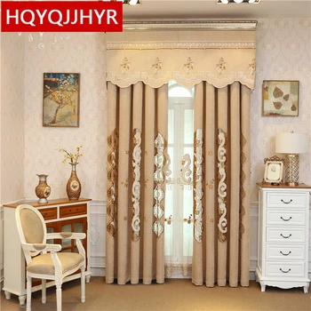 

Classic luxury embroidered curtains for living room European pastoral high quality curtains for bedroom / hotel / kitchen