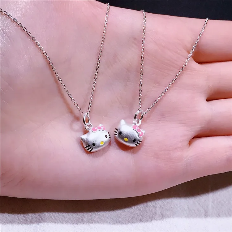 92.5% серебро 40 см мультфильм ожерелье с кошкой девушки качество подарок на день рождения дропшиппинг товары