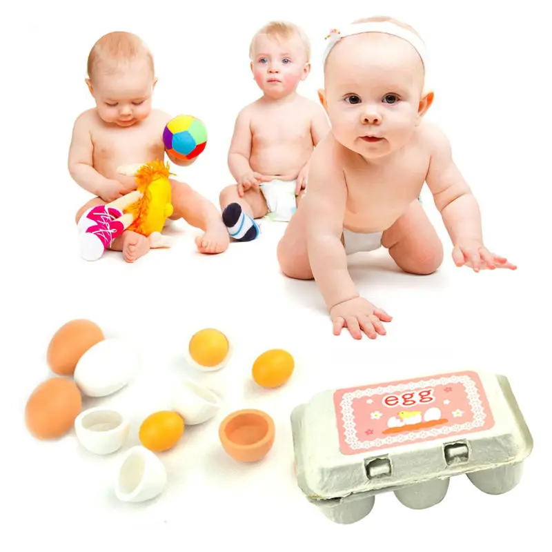 Yolk Food Wooden Kitchen Food Eggs Toys For Kid Pretend Play Toy Set Eggs Educational Toys