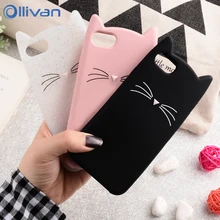 OLLIVAN For iPhone 7 Case 3D Cute Cartoon Animal Beard Cat Ear Capinha Cases For iPhone 5S 6 6S 7 8 Plus Silicon Soft TPU Fundas