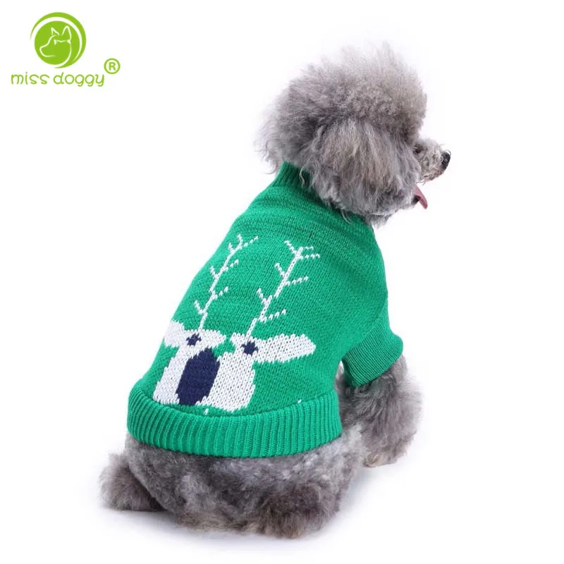 Leisure Autumn Winter Elk Pattern Funny Puppy Pet Dog Sweater Clothes Breathable Close to Skin