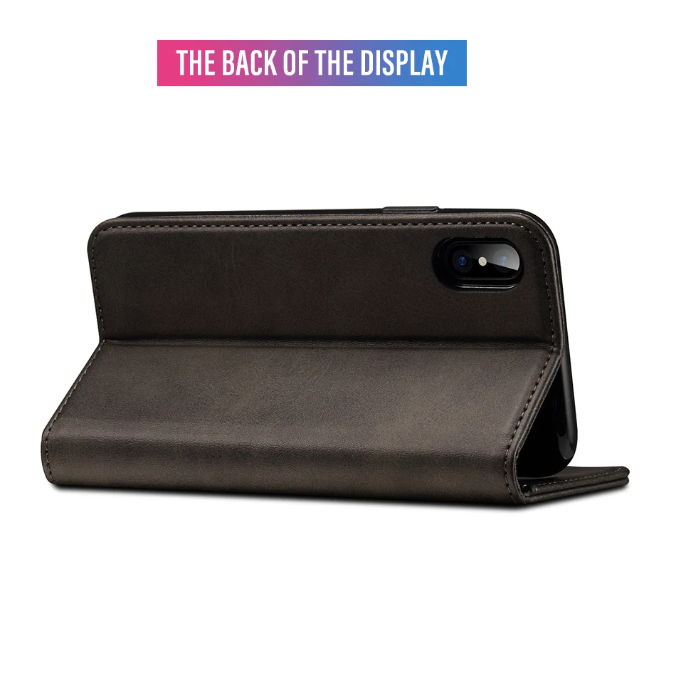 !ACCEZZ Luxury Leather Phone Case Card Pocket Full Protective Cover For iphone X XS MAX XR Wallet Flip Cases Shell Stand Holder (5)