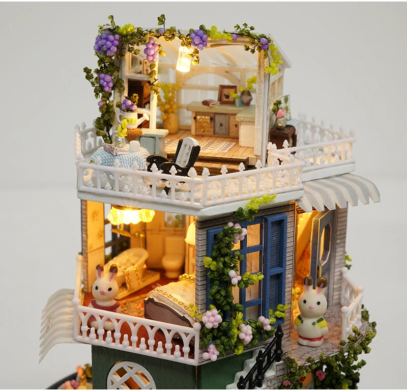 Новая мебель кукольный дом деревянный миниатюрный DIY кукольный домик набор мебели сборный поворотный музыкальный ящик кукольные домашние игрушки для детей B26