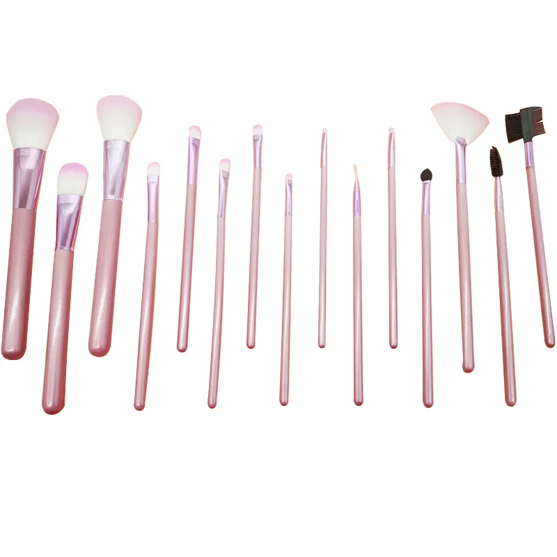 Pink Soft Face Makeup Brushes Tool Set Cosmetic Professional Eyeshadow Powder Best Beauty Make Up Brushes Bag roll 15pc Blending 09 (9)