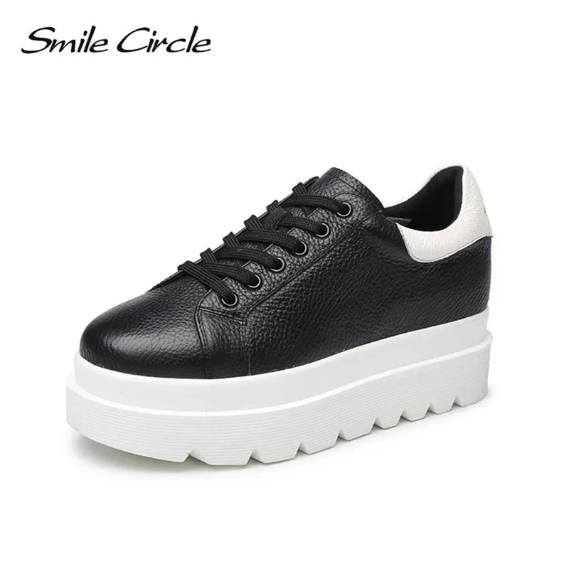 

Genuine Leather Shoes 2017 New Autumn women Wedges Shoes High Heel Platforms casual shoes Pumps Elevator Women increase shoe