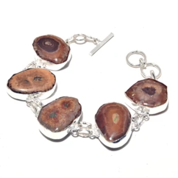

Solar Quarts Bracelet Silver Overlay over Copper, 21cm , FRB0012