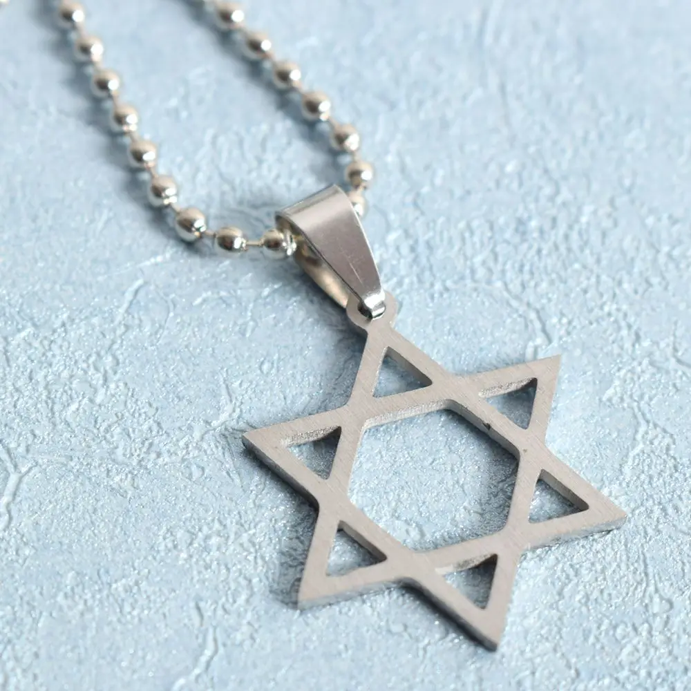 

Fashion Silver Color Stainless Steel Star Of David Necklace Pendant Jewish Magen David Hexagram Necklace For Unisex Jewelry