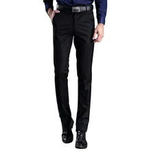 Брюки костюм брюки мужские эластичные прямые формальные брюки плюс большие размеры 28-42 мужские весенние осенние модные деловые повседневные Длинные