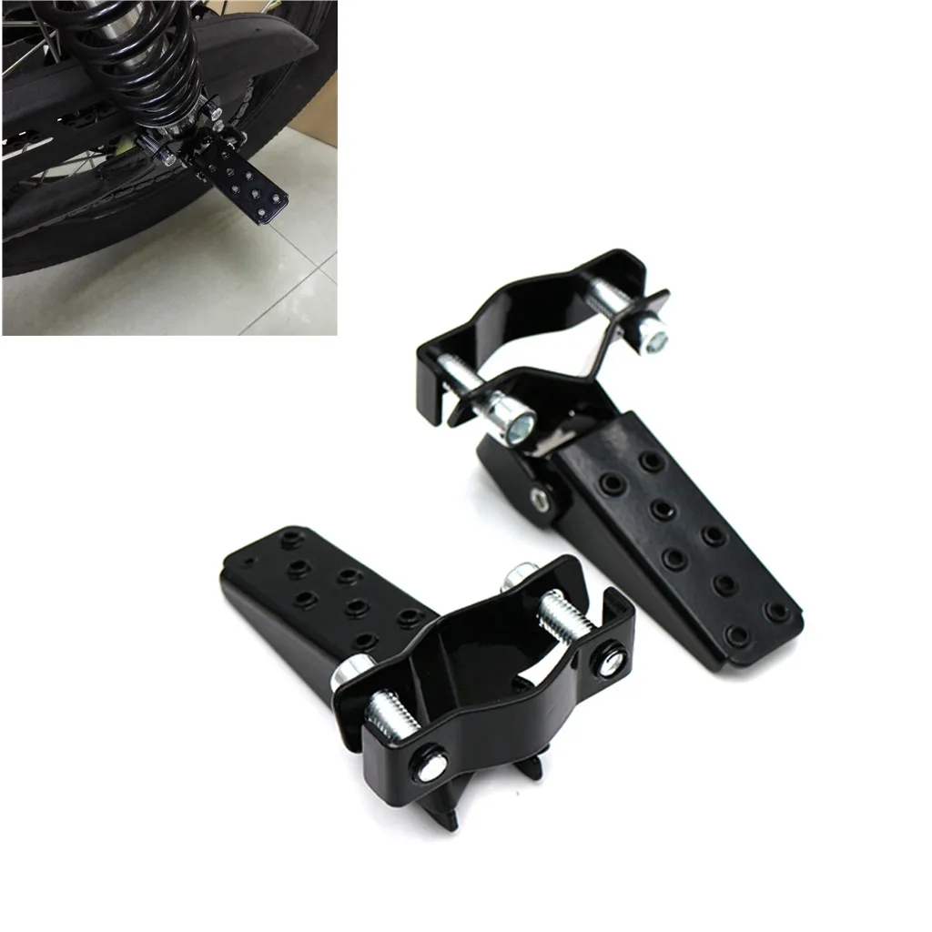 Universal Retro Motorcycle Black Clamp on Steel Axle Foldable Foot