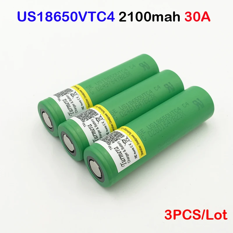 100% Original 3.6V 18650 VTC4 2100mAh High drain 30A battery US18650VTC4 Electronic cigarettes 20A Rechargable | Электроника