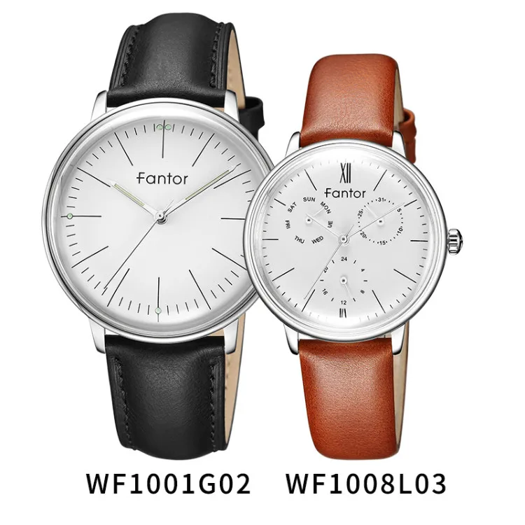 Fantor Топ бренд модные роскошные парные часы пара кварцевые хронограф водонепроницаемые часы для влюбленных мужчин и женщин Подарочный набор с коробкой - Цвет: WF1001G02WF1008L03