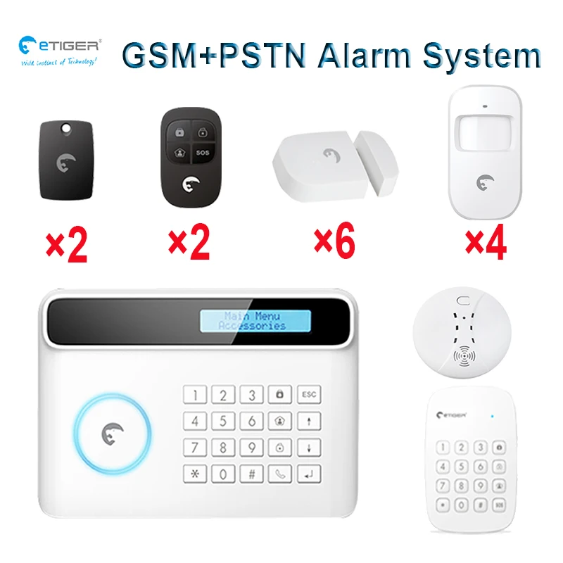 eTIGER best home security alarm system S4 C with smoke ...