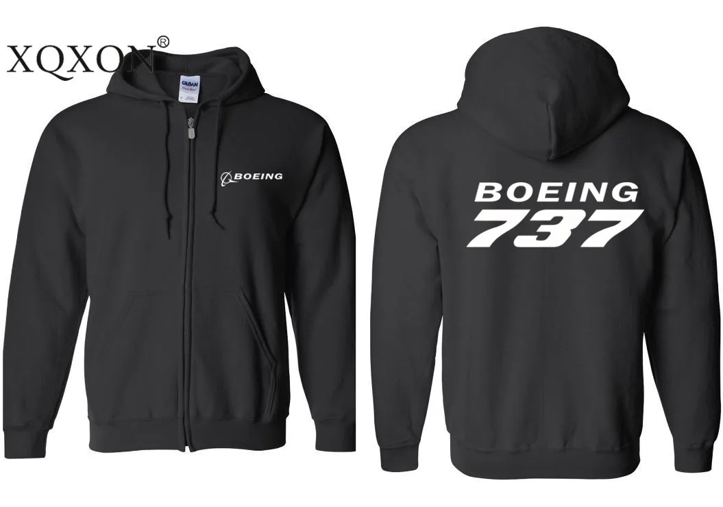 

XQXON-New Style Boeing 737 Design Men's Thick High-quality Man Hooded Zipper Hoodies Sweatshirts Autumn Winter Clothes Z706