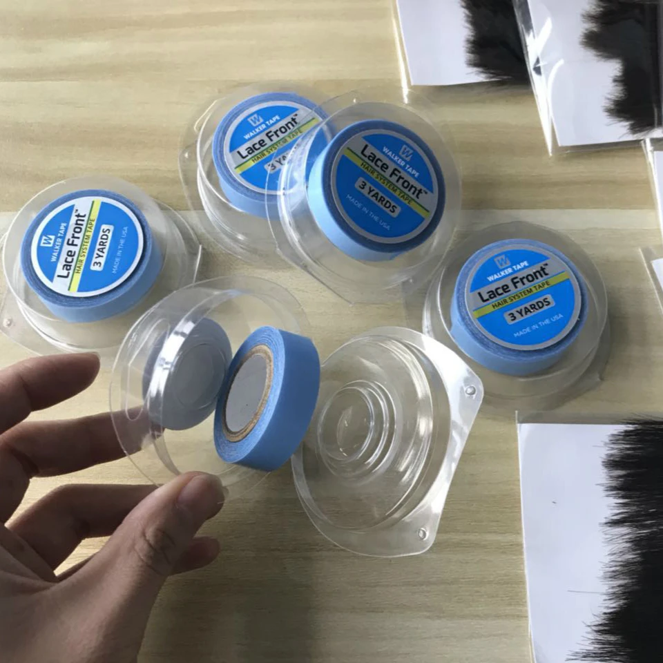 FREE SHIPPING 1 Roll 1.27cm*3 yards Blue Color Super New Package Quality Hair Extension Tape Double Sided Adhesive Tape
