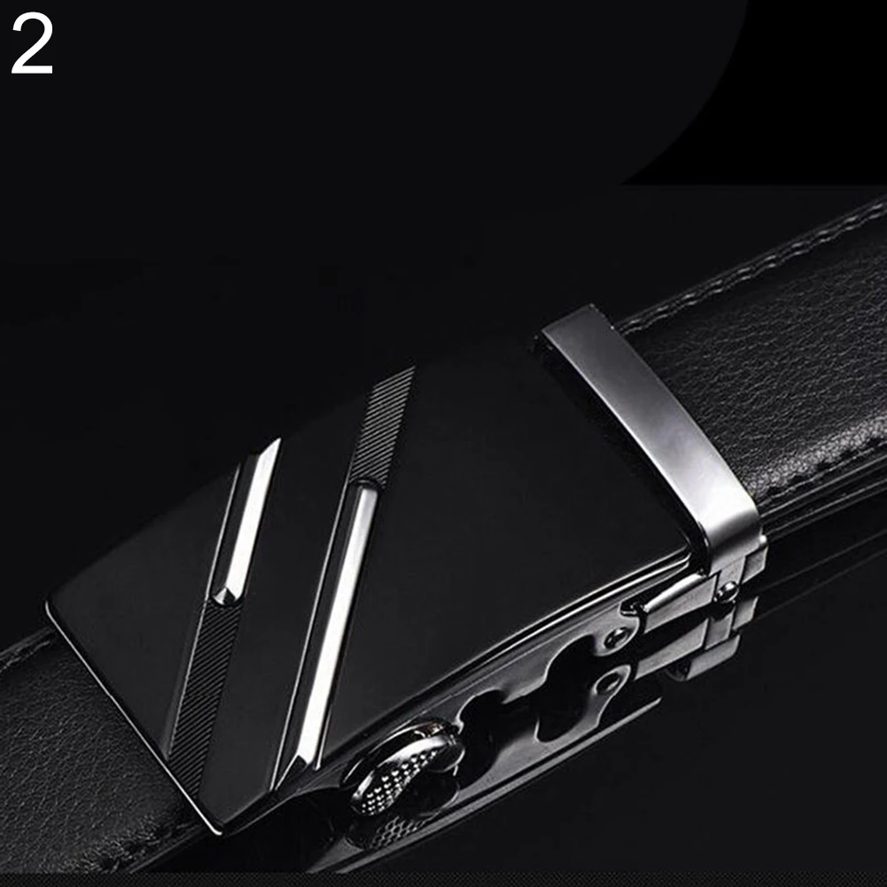 New Fashion Moving Strap Belt Men's Fashion Faux Leather Automatic Buckle Waist Strap Belt Waistband Gift