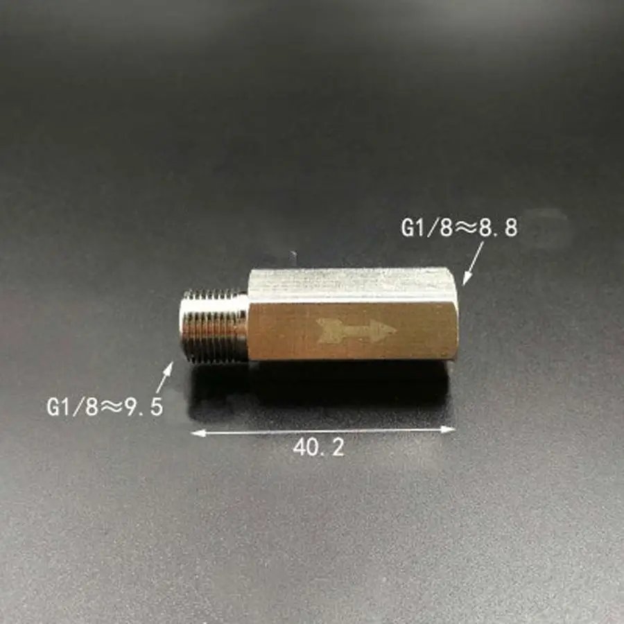 

DN6 1/8" BSP Female to Male Nickel Plated Brass Check Valve One Way Non-Return Water Gas Oil Hex Rud Min 2 Bar Pneumatic