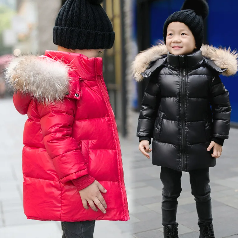 Height 100 160cm New fashion Children winter clothing winter duck down jacket for girls boys Natural