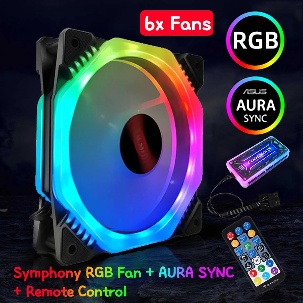 

Computer Gaming Case PC Cooling Fan RGB Adjust LED 120mm Quiet Symphony AURA SYNC Music Control Cooler Cooling RGB Case Fan CPU