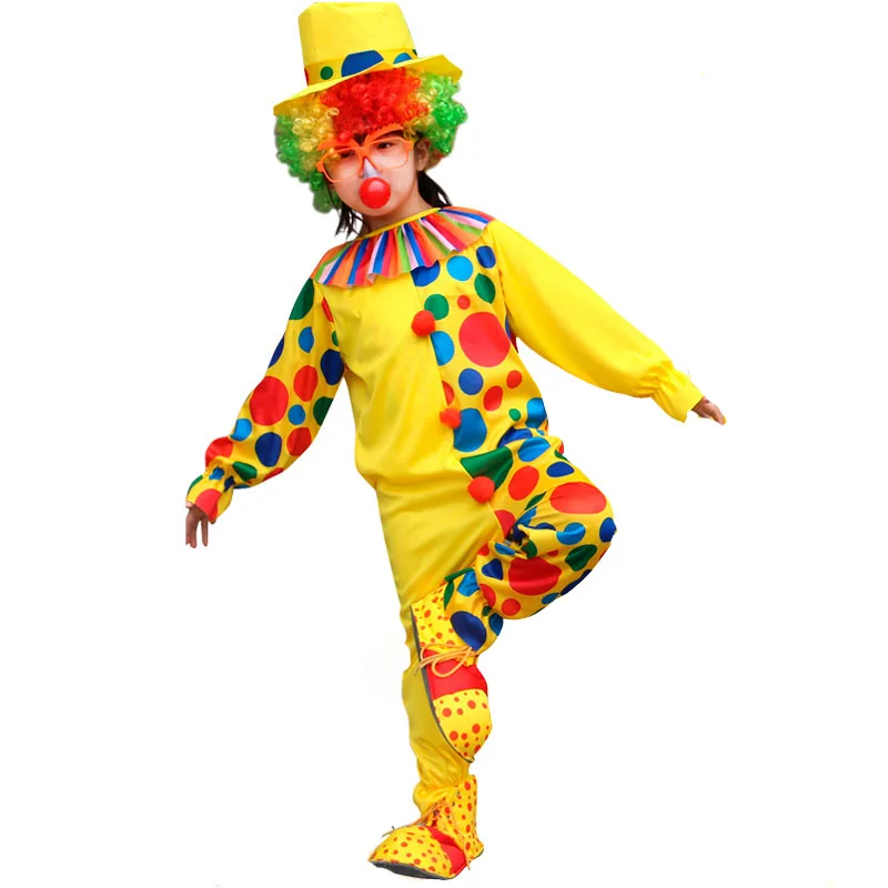 

Kids Children Colorful Dot Clown Cosplay Costume Magician Circus Clown Jumpsuits Costumes Dress Party Purim Halloween