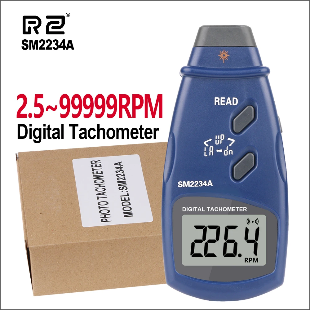Цифровой лазерный тахометр RZ SM2234A с ЖК-дисплеем электронный Фото Тахометр