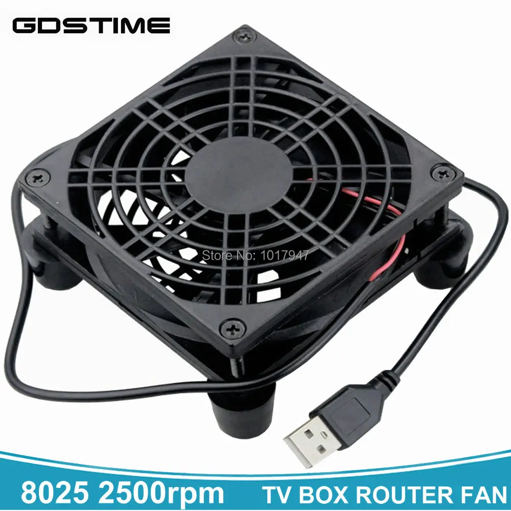 

2PCS Gdstime Router Fan DIY PC Cooler TV Box Wireless Cooling DC 5V USB Power 80mm Cooler 80x25mm 8CM W/ Screws Protective Net