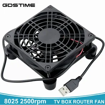 

2PCS Gdstime Router Fan DIY PC Cooler TV Box Wireless Cooling DC 5V USB Power 80mm Cooler 80x25mm 8CM W/ Screws Protective Net