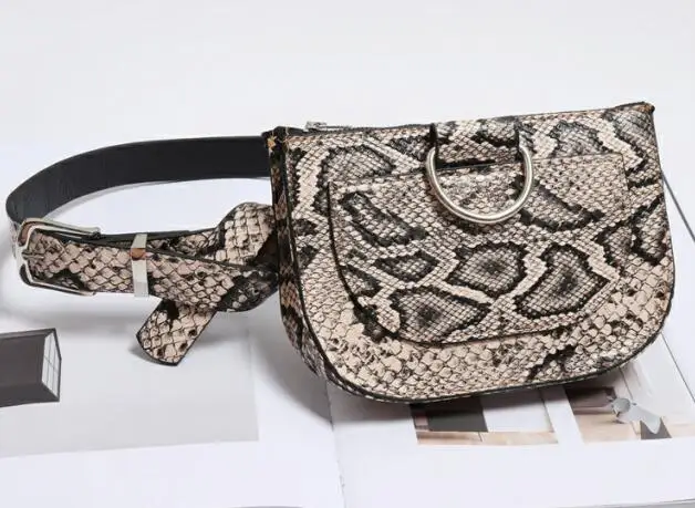 DAUNAVIA, Женская поясная сумка из искусственной кожи, сумка на грудь, женская модная сумка на пояс из змеиной кожи, высокое качество, кошелек - Цвет: Хаки