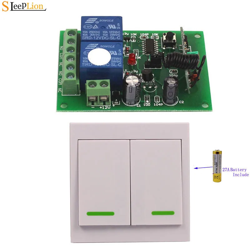 

Sleeplion 12V 2CH Remote Control Wall Light Switch 2CH Wireless Relay Switch 1/2/3 Transmitter Wall Remote Control 433MHz/315MHz