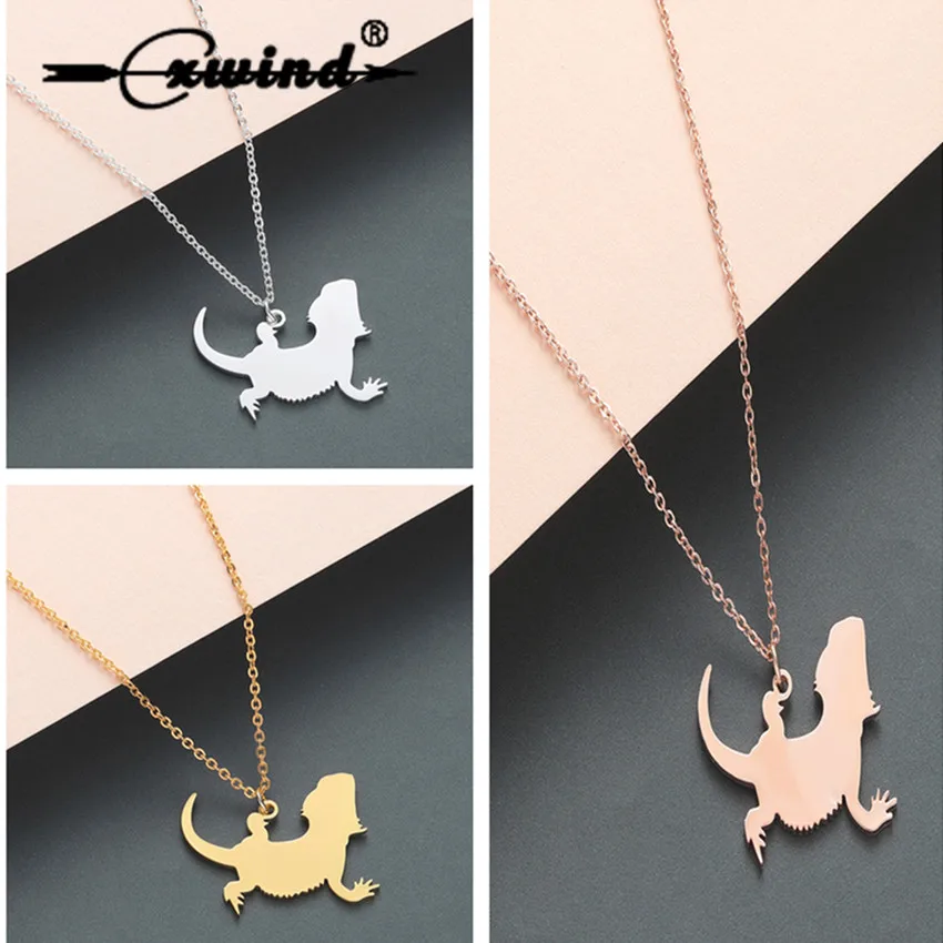 

Cxwind New Cute Gecko Necklace Pendant Charm Animal Lizard Necklaces & Pendants for Men Women Gift Choker Jewelry collares