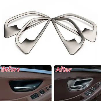 

4Pcs Car Interior Side Door Handle Bowl Cover Trim Frame Decoration SS For bmw 5 series F10 2011-2016 Car Styling