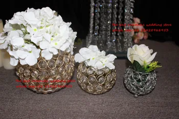 

clear gold silver wedding table crystal centerpiece big globe centepriece candle holder candlestick