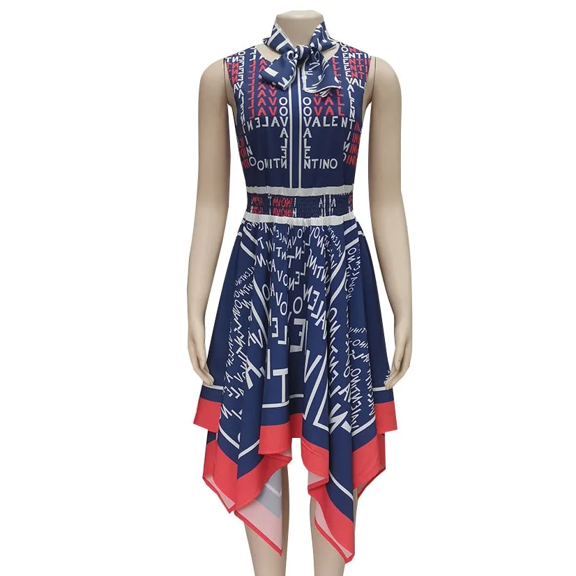 

African Dresses For Women Special Design Popular Casual Style Women Dress Sleeveless Asymmetric Pleated Midi Dress Vestidos