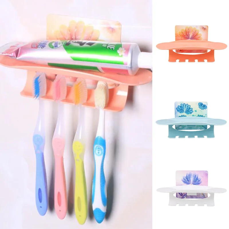 

4 toothbrush holder Wall Stand Dust-proof Suction Toothpaste Holder For Family Teeth Health Care Bathroom Accessories Racks