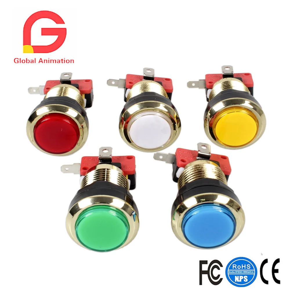 Arcade Game DIY Accessories Kit for PC and Raspberry Pi 2Pin 8way Happ joystick and gilded  LED Illuminated push buttons