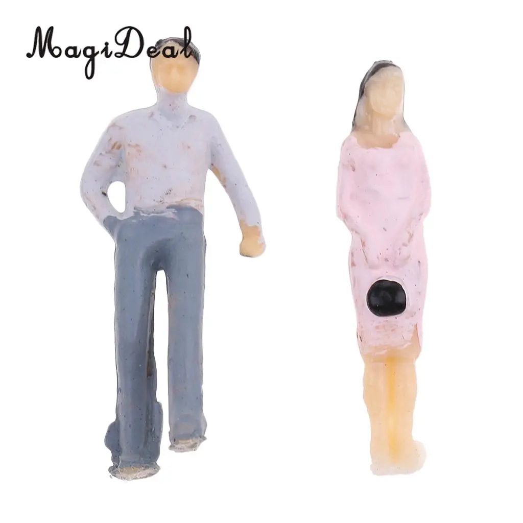 MagiDeal 20Pcs Layout Model People Passenger Figure Train HO Painted 1/75 for Street Park Train Scene Building Landscape Toys