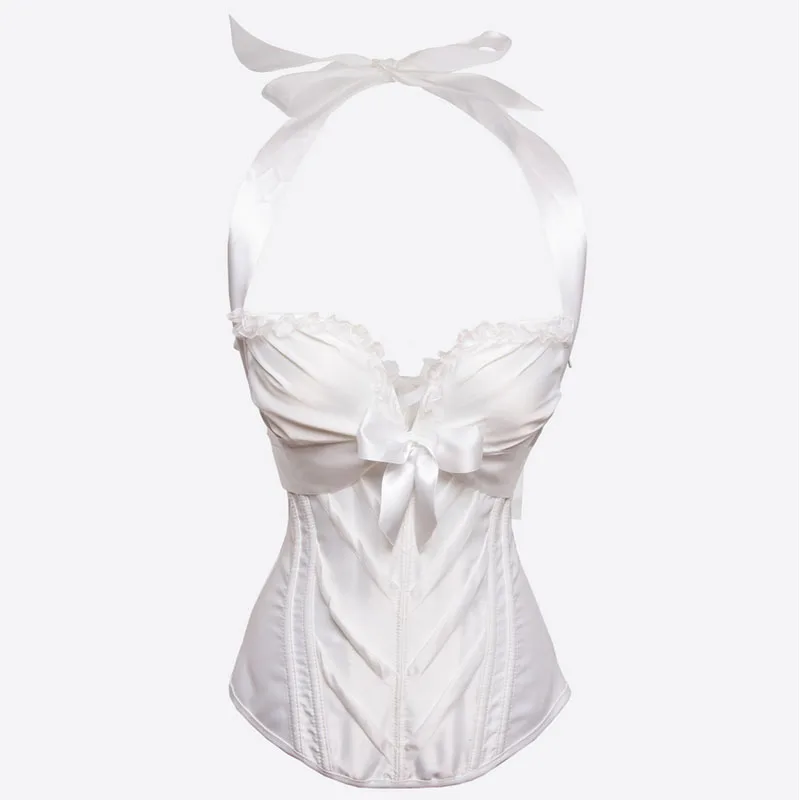 Halter Neck Padded Victorian Wedding Corsets And Bustiers White Bridal