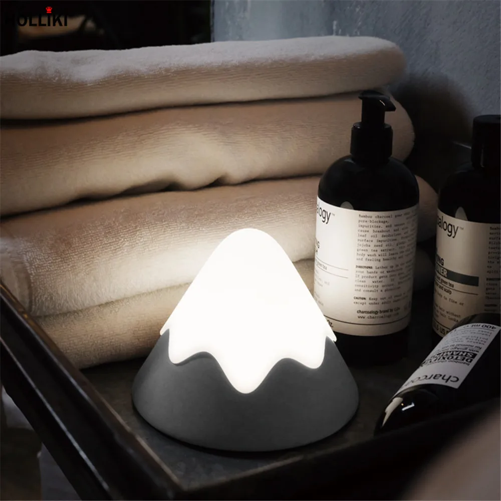 

Unique LED Snow Mountain Voice Sensor Table Lamp USB Rechargeable Dimmer Night Lamps For Baby Bedroom Christmas Decor Kids Gift
