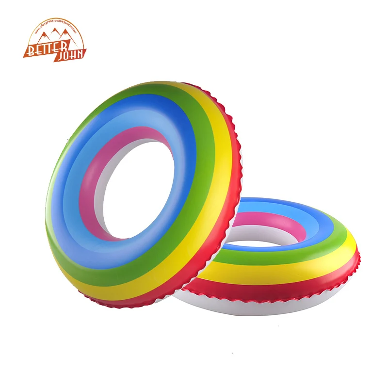 

Hewolf Brand Adult Rainbow Inflatable Swimming Float Tube Ring PVC Teenagers Raft Pool Swim Summer Water Fun Pool Toys 80cm 90cm