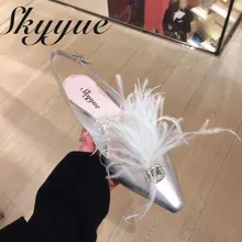 LISN New Genuine Leather Silver Slingback Women Summer Sandals Square Toe Kitten Heel Women Pumps Shoes Women pu square toe block heel slingback pumps
