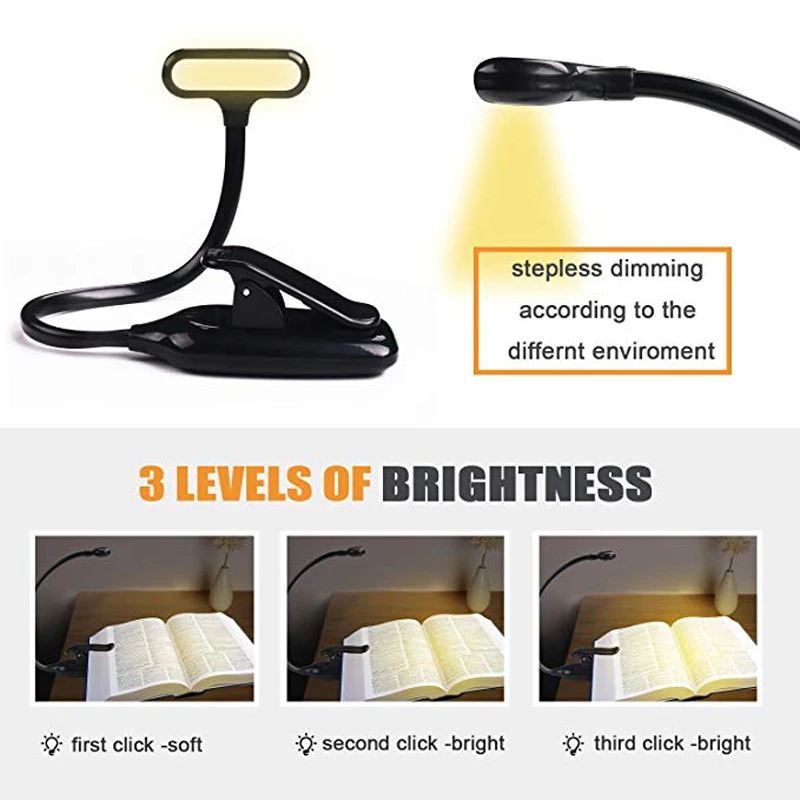 KARRONG Dimmable Kindle светодиодный светильник для чтения лампа для кровати ноутбука лампа USB перезаряжаемая батарея Ночной светильник мини лампочка USB светильник книга