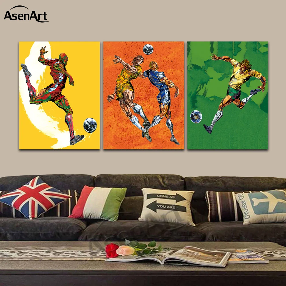 3 قطعة جدار الفن قماش طباعة اللوحة football team الصورة الرياضية اللعب الصورة ل غرفة المعيشة الرئيسية الديكور الحديثة