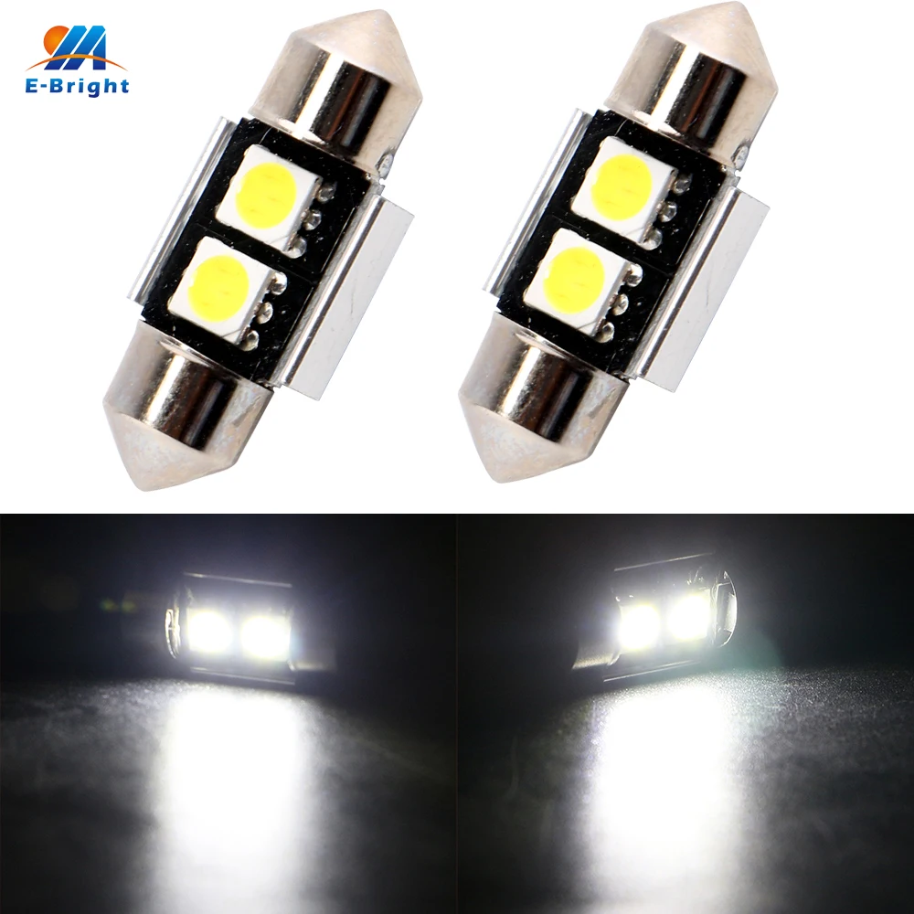 

2PCS 31MM Festoon C5W LED Canbus 5050 2 SMD Car Lights Error FREE 6000K DC 12V Led Bulbs Reading Dome Light Map Light White