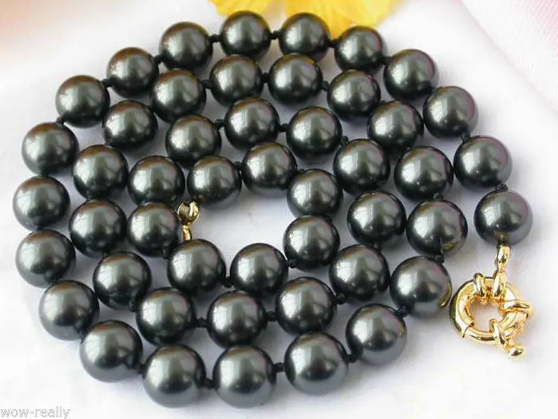 

Hot sale new Style >>>>>NEW HANDMADE 10MM BLACK SOUTH SEA SHELL PEARL NECKLACE 18" AAA+