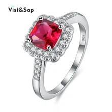 Eleple Red Green Square Stone Cubic zirconia Princess Cut Ring White gold Color Wedding Rings For Women fashion jewelry VSR200 vintage royal design gold color created emerald green and red stone pave big drop indian zirconia jewelry set for women t187