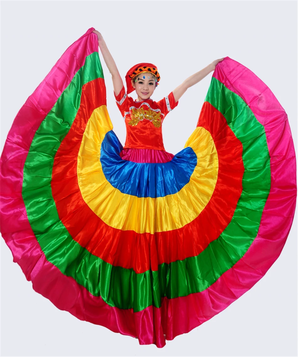 Фламенго Испания юбочные танцевальные костюмы цыганские Юбки Женская сценическая одежда для хора испанское Платье Большая танцевальная одежда