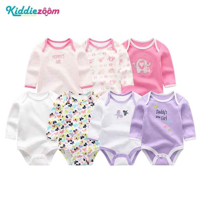 7 шт./лот; Одежда для новорожденных девочек; комбинезон с длинными рукавами для мальчиков; комплект одежды; пижамы для малышей; roupas de bebe; хлопковый комбинезон для малышей - Цвет: BDL7104