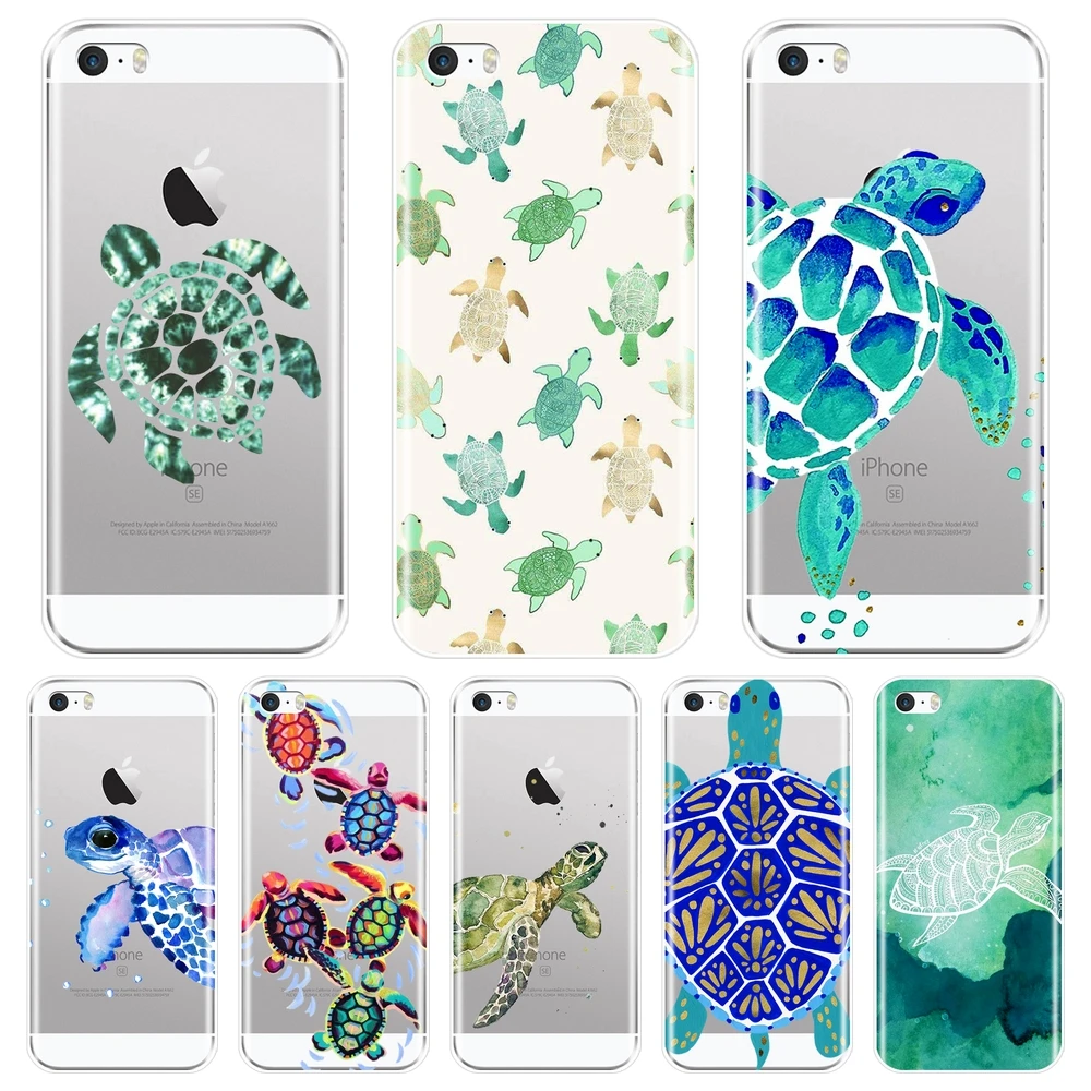 TPU зеленый синий Черепаха Животное мультфильм классный чехол для телефона iPhone 5C 5S