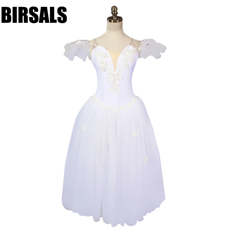 Women White Fairy Professional Ballet Long Tutu  With Wings La Sylphide Romantic Ballet Tutu Dress Ballerina DressBT8909