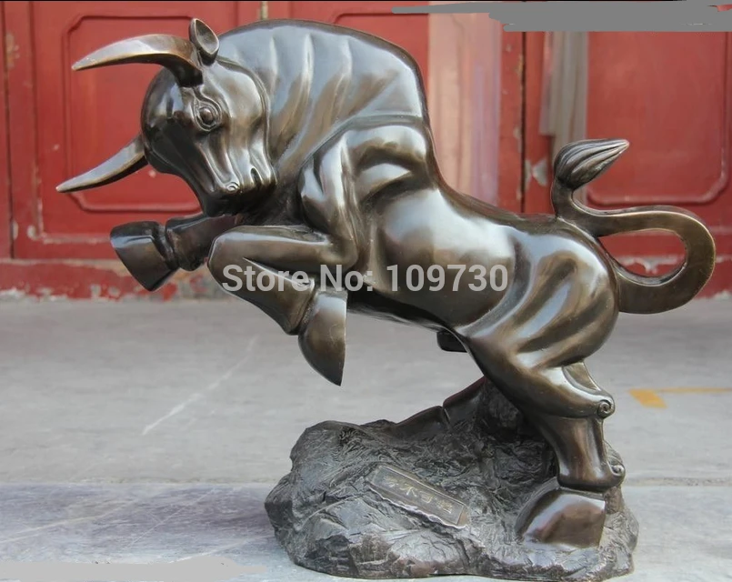 

002579 Art Copper Bronze Fengshui Lucky made Lucky Wall Street wealth Bull OX Statue